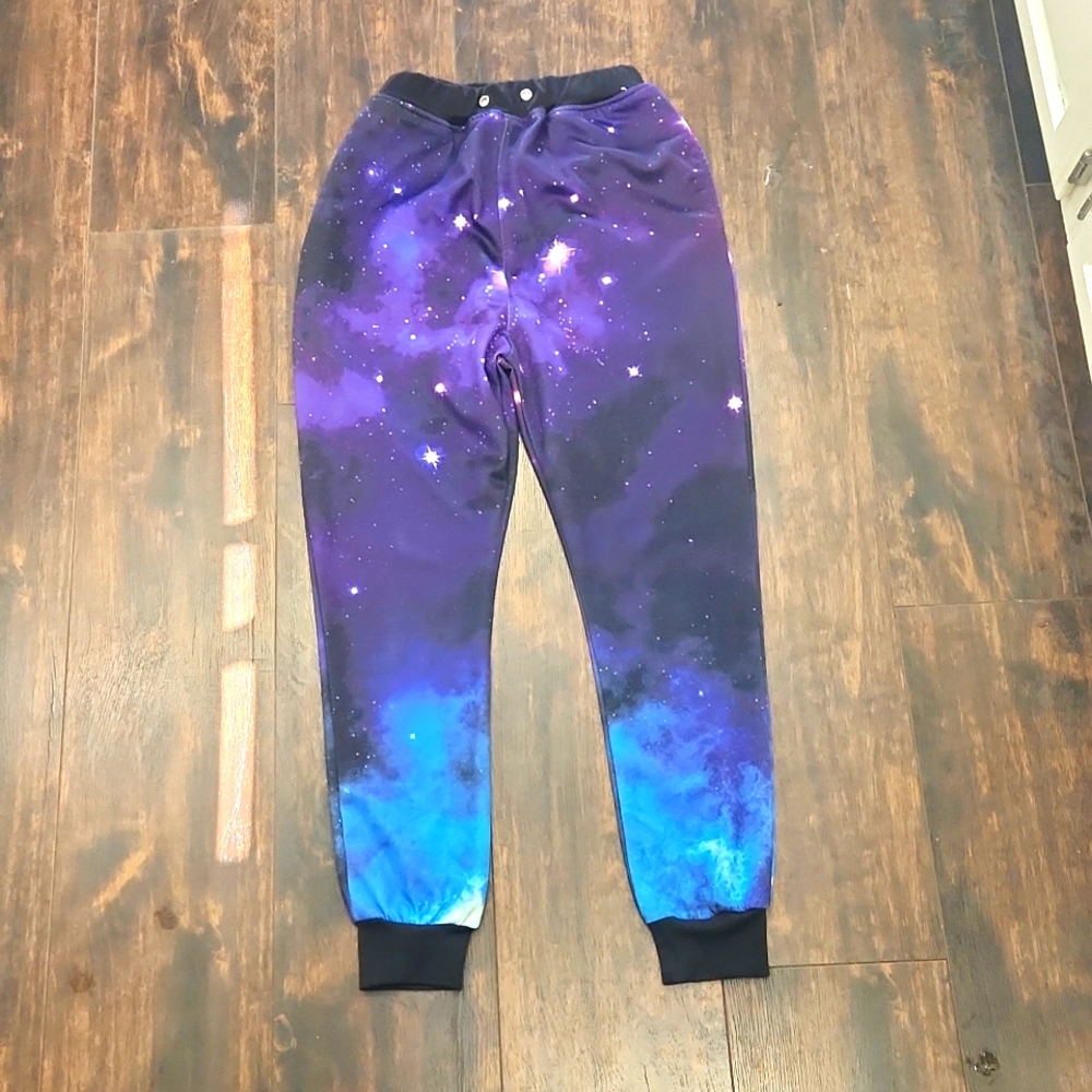 AIDEAONE high waist galaxy joggers S celestial lounge sweatpants *no drawstring*